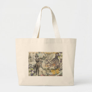 Grand Tote Bag Beauté de bain victorienne Kraken Surréalisme Vint
