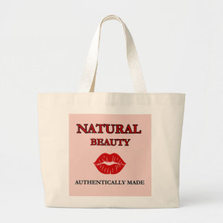 Grand Tote Bag BEAUTÉ NATURELLE , lèvres rouges embrassant Toile