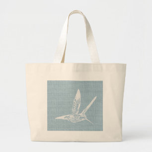 Grand Tote Bag Bébé Bleu et Blanc Élégant Colibri