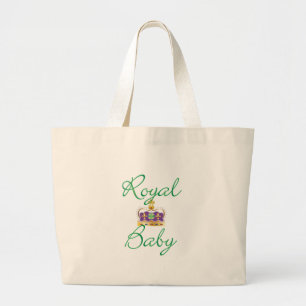 Grand Tote Bag Bébé royal avec pourpre et couronne or