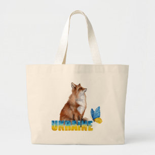 Grand Tote Bag Belle aquarelle Ukraine Fox et papillon