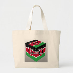 Grand Tote Bag Belle Belle Cube Kenyane Drapeau avec salutation