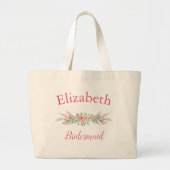 Grand Tote Bag Belle demoiselle d'honneur florale (Devant)