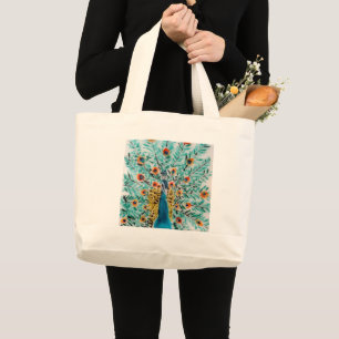Grand Tote Bag Belle émeraude vert turquoise Peacock