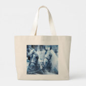 Grand Tote Bag Belle équipe de chevaux Photo d'hiver (Dos)