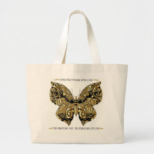 GRAND TOTE BAG BELLE PARTIES SCINTILLANT OR ET NOIR BOUTTERFLY