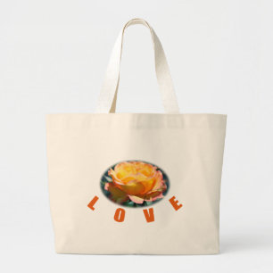 Grand Tote Bag belle photo d'art de fleur de rose jaune cadeau d'