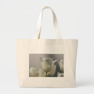 Grand Tote Bag Belle Tulipe de printemps blanche