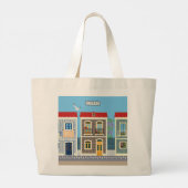 Grand Tote Bag Belles maisons portugaises avec tuiles ou azulejos (Dos)