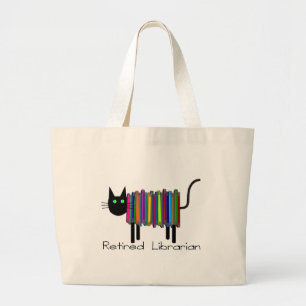 Grand Tote Bag Bibliothécaire retraitée Livre Chat 2