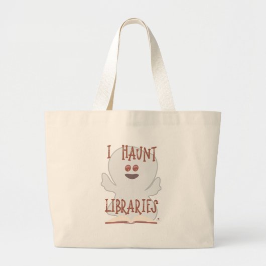 Grand Tote Bag Bibliothèques Haunt Funny Bookish Ghost Art (Devant)