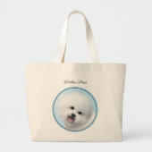 Grand Tote Bag Bichon Frise Tenerife Peinture Blanc Cute Chien Ar (Devant)