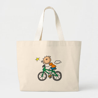 Grand Tote Bag Bicyclette d'équitation de garçon de bâton