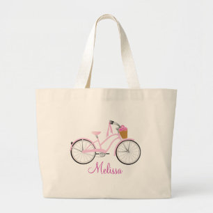 Grand Tote Bag Bicyclette rose avec des flammes