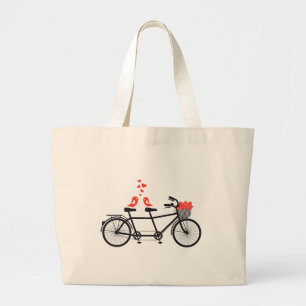 Grand Tote Bag bicyclette tandem avec les inséparables mignons