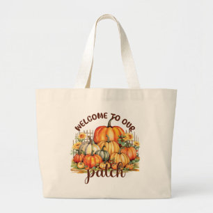 Grand Tote Bag Bienvenue dans notre Patch - Cosy Citrouille Patch