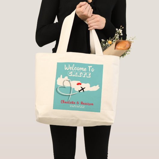 Grand Tote Bag Bienvenue En Crète Destination Wedding (Devant (produit))