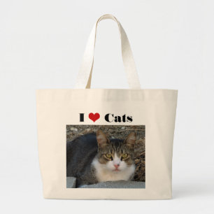Grand Tote Bag Big Boy's I Love Cats Jumbo Fourre-tout