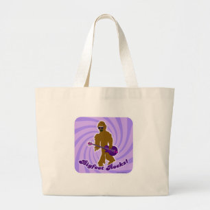 Grand Tote Bag Bigfoot Rocks Drôle Sasquatch Rocker Cartoon