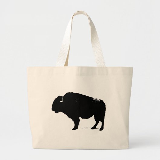 Grand Tote Bag Bison de Buffalo Art noir et blanc (Devant)