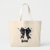 Grand Tote Bag Black Bow Gothique Fourre-tout Bachelorette Brides (Devant)