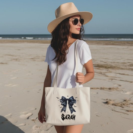 Grand Tote Bag Black Bow Gothique Fourre-tout Bachelorette Brides