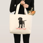 Grand Tote Bag Black Labrador Retriever Puppy Dog Log (Devant (produit))