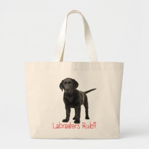 Grand Tote Bag Black Labrador Retriever Puppy Dog Log
