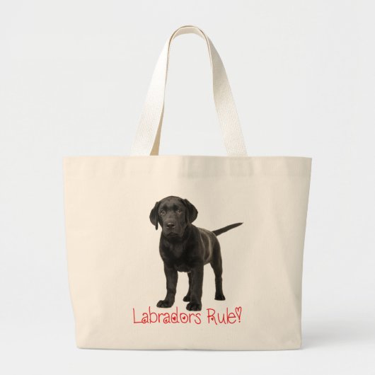 Grand Tote Bag Black Labrador Retriever Puppy Dog Log (Devant)