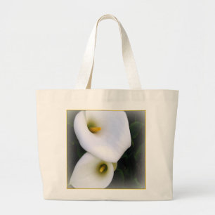 Grand Tote Bag Blanc Calla Lilies Toile Épicerie Fourre-tout
