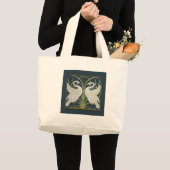Grand Tote Bag Blanc Swans Nouveau Bleu (Devant (produit))