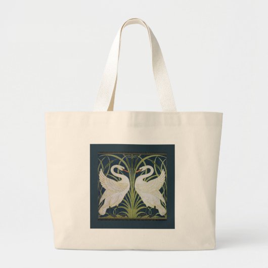 Grand Tote Bag Blanc Swans Nouveau Bleu (Devant)