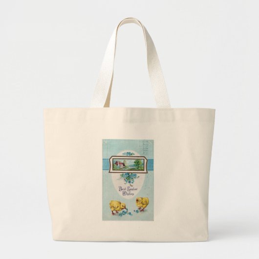 Grand Tote Bag Bleu Chicks de Pâques 1913 (Devant)