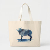 Grand Tote Bag Bleu de cobalt Animaux de ferme - Moutons (Devant)