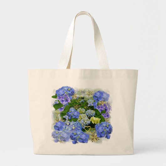 Grand Tote Bag BLEU HYDRANGEA ~ Jumbo Fourre-tout (Devant)