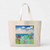 Grand Tote Bag Bleu Océan Octopus Deep Sea Dreams (Dos)