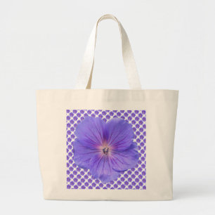 Grand Tote Bag Bleu romantique Géranium Botanique
