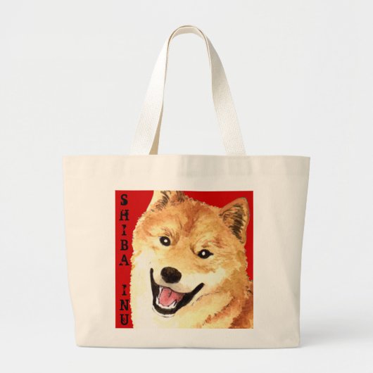 Grand Tote Bag Bloc de couleur de Shiba Inu (Devant)