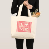Grand Tote Bag Blocs d'amour, Rose (Devant (produit))