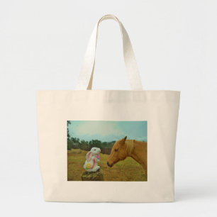 Grand Tote Bag Blond Jaune cheval & Bunny de Pâques