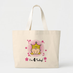 Grand Tote Bag Blond Princess 4th Birthday Tshirts et cadeaux