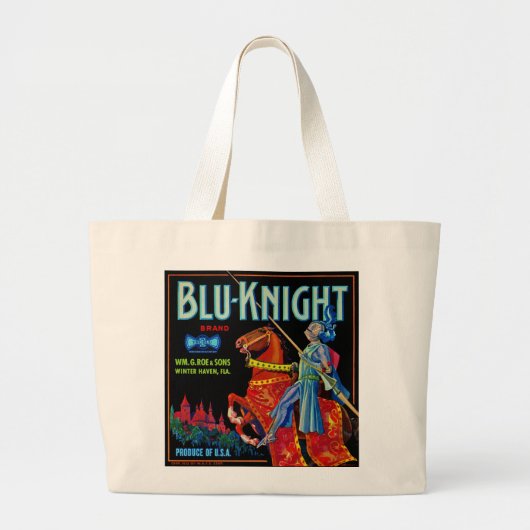Grand Tote Bag Blu Knight Fruit Étiquette (Devant)