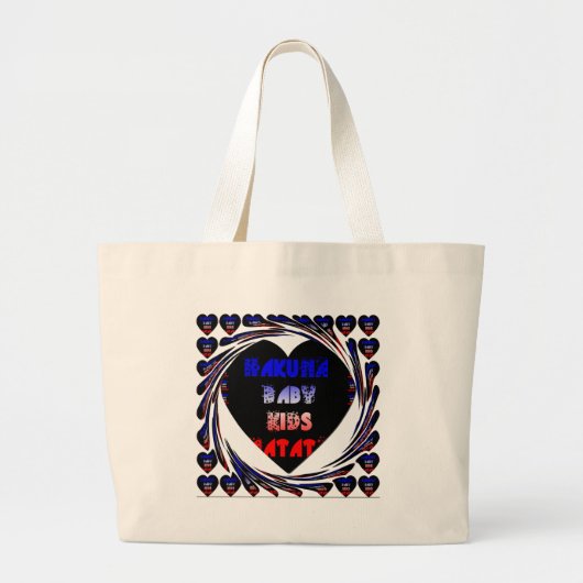 Grand Tote Bag Blue Black Hakuna Matata Baby Kids Design.png (Devant)