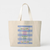 Grand Tote Bag Blue Check Gingham Flowers FARM FRESH (Dos)