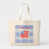 Grand Tote Bag Blue Check Watercolor USA Flag  (Devant)