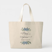 Grand Tote Bag Blue Floral Mariage Maid of Honor Custom (Dos)