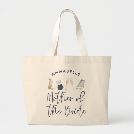 Grand Tote Bag Blue girly modern script mother of the Bride (Devant)