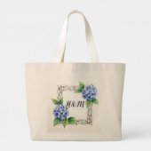 Grand Tote Bag Blue Hydrangea Border Customized (Dos)