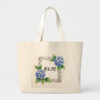 Grand Tote Bag Blue Hydrangea Border Customized