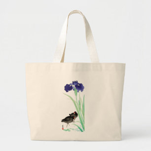 Grand Tote Bag Blue Irises and Moorhens par Ohara Koson